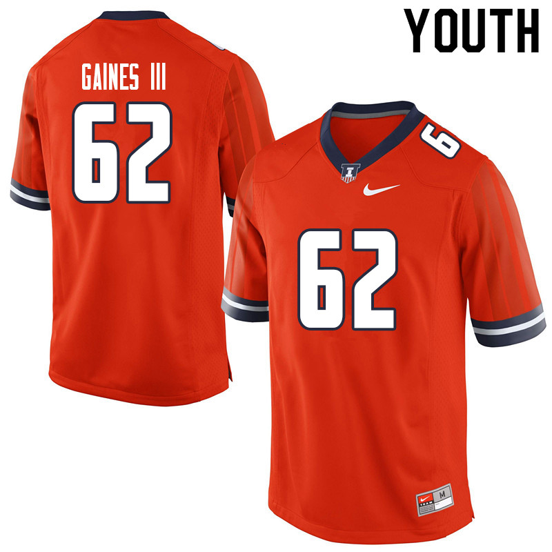 Youth #62 Ron Gaines III Illinois Fighting Illini College Football Jerseys Sale-Orange - Click Image to Close